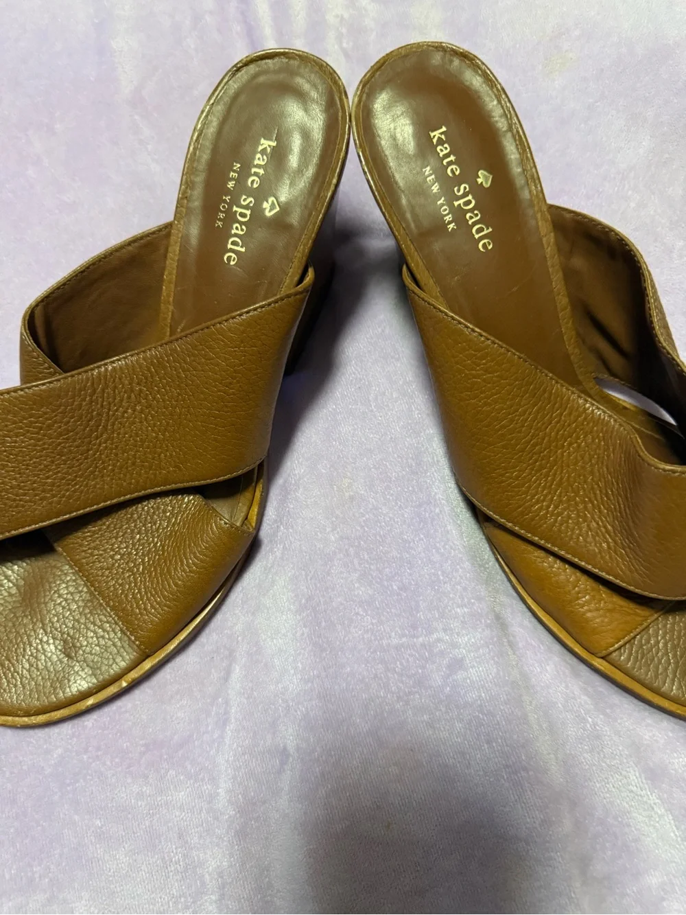 Kate Spade New York Brown Leather Block Heel Mule Sandals Size 8